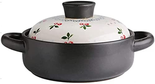Olla de cerámica, Olla Redonda de Barro Negro, Olla de cerámica para Estufa, ollas de Barro, ollas para Sopa, cacerolas, cacerolas con Tapa