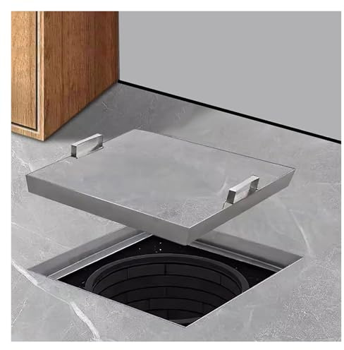 Stainless Steel Flush Manhole Cover 40 x 40 cm - Heavy-Duty for Garden Patio and Basement Tiles - Durable Sealed Well Pit Covers for Outdoor Use