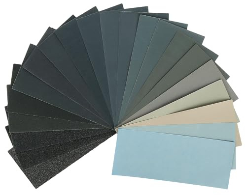 21 Pcs Wet and Dry Sandpaper 60 To 10000 Grits, Mirror Polishing Sand Paper, 9.3 x 23cm Fine Emery Paper for Car Care, Wood Furniture, Metal, Wall, Jewellery Polishing