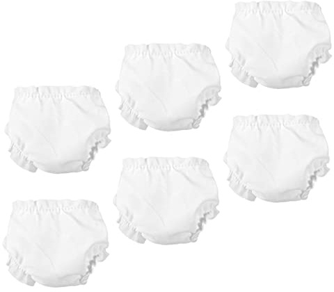 Mikinona 6 Stück Puppenkleidung Puppenwindeln Zubehör Unterhosen Für Puppen Unterwäsche Für Puppen Miniaturwindeln Für Puppenhaus Miniaturzubehör Puppenwindeln Kleine Spielunterhosen Weiß