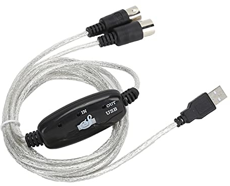Vvikizy Cavo MIDI USB Adattatore MIDI a USB con Connettori Placcati in Oro Indicatore LED Driver Integrato per VISTA OS X 2 Metri