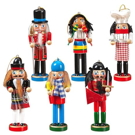 Fyrdyn Cascanueces Navideños | 6 Piezas Figuras Pequeñas De Cascanueces Navideños,Decoración del Hogar para Fiestas Escritorio Cocina Dormitorio Estante Chimenea Mesa