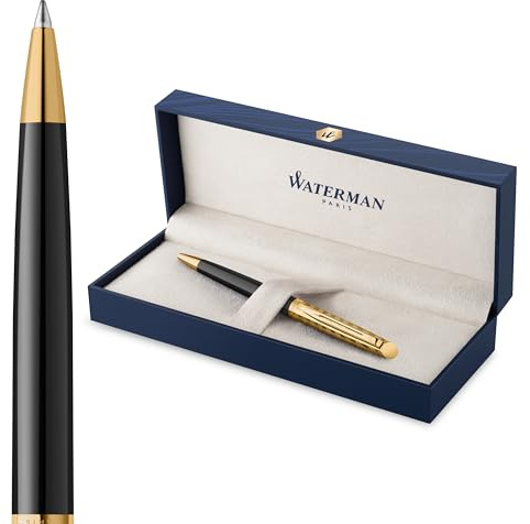 Waterman Hémisphère Tintenroller | Opera Kollektion | Schwarz und Gold | Feiner Spitze mit schwarzer Tinte Nachfüllen | Geschenkbox
