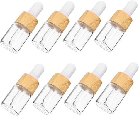 NOLITOY 8pcs Wood Grain Dropper Bottle Glass Essential Oil Bottle Refillable for Oils for Diffusers