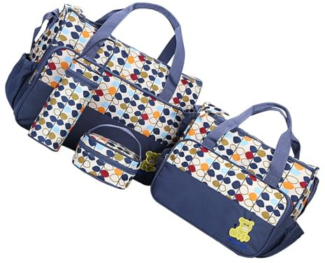 Baby-Wickeltasche mit Unterlage, großes Fassungsvermögen und einfacher Transport für Mutter und Baby, 5-teiliges Set, Kindergartentasche für Mütter
