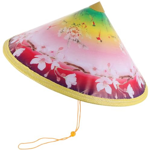 TOYANDONA Chapeau Chinois Tissé de Protection Solaire Cordon Menton pour Fête et Danseuse, Décoration Légère Adaptée Temps Ensoleillé