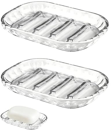 Yotlein Seifenschale Transparent, 2 Stück Seifenschale Kunststoff,für Badezimmer Küchenschwämme Zubehör Lagerung, rutschfest Und Robust Seifenschalen, 13 x 9 x 2 cm