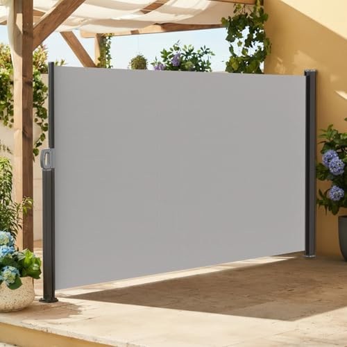 Soontrans Toldo lateral extensible, crea una zona de bienestar totalmente privada, máxima privacidad para jardín, protección solar, protección contra el viento, protección visual, enrollable, con