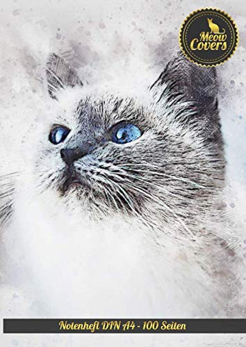Meow Covers Notenheft DIN A4 - 100 Seiten: Perfekt fr das aufschreiben von Noten, Gitarre, Klavier, Fl”te, Oboe, Geige - perfekt fr den Musikunterricht