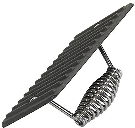 GoodCook Cast Iron Grill Press Pre-Seasoned with Ridges Oven Safe to 500 F, 7.75x4.9-Inch, Black