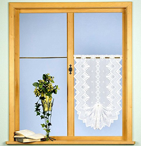 heimtexland Gardine Scheibengardine Fensterbild Jacquard Country Cottage HxB 90x52 cm in weiß - Deko Schwalbenschwanz - Vorhang in geprüfter Qualität - Ökotex …auspacken, aufhängen, fertig! Typ86