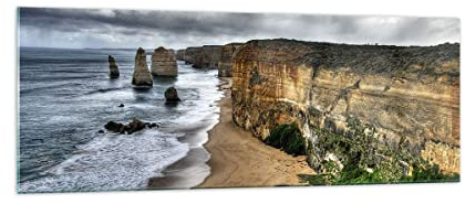 Panorama Bilder auf Glas Strand Ozean Landschaft Glasbild 140x50cm Wandbilder Dekoration Wohnzimmer Schlafzimmer Küche Groß XXL Wanddeko Bild im Glas Wand Kunstdruck Art Modern GAB140x50-0141