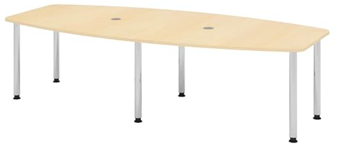 bümö Konferenztisch oval 280x130 cm in Ahorn, Tischfüße verchromt - Großer Besprechungstisch, Meetingtisch für 10 Personen, XXL-Tisch für Konferenzraum, Meeting & Besprechungsraum
