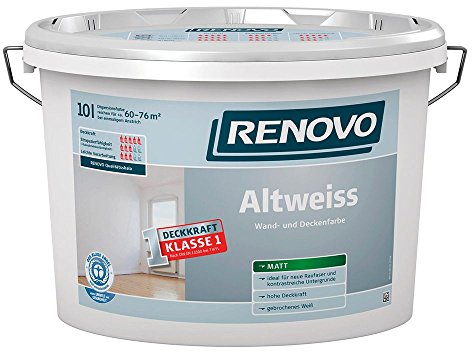 Altweiss matt 10 L Wand- Deckenfarbe Weiss Renovo