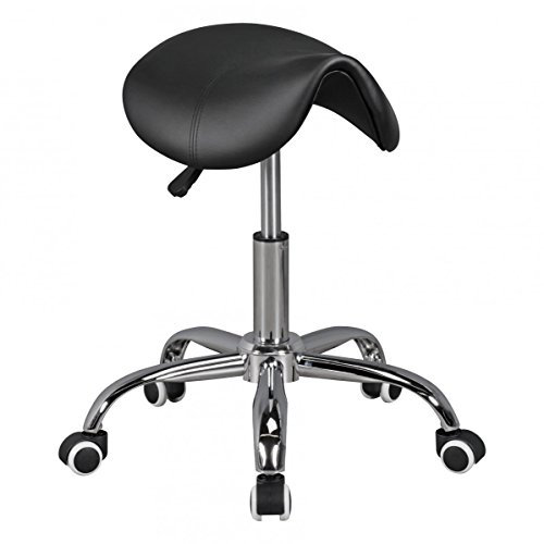 KADIMA Design Sattelhocker Schwarz Praxishocker Kosmetikhocker Drehhocker Rollhocker