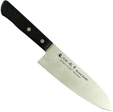 Nongzhou Authentic Works Satake Nashiji Couteau Santoku Chef Noir 17 cm 56-58 HRC