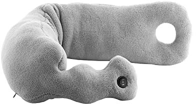 InnovaGoods - Cuscino Cervicale Massaggiatore Newor, Allevia Tensione Collo, Design Ergonomico, Massaggio a Vibrazione 2 Intensità, Grigio, Cotone