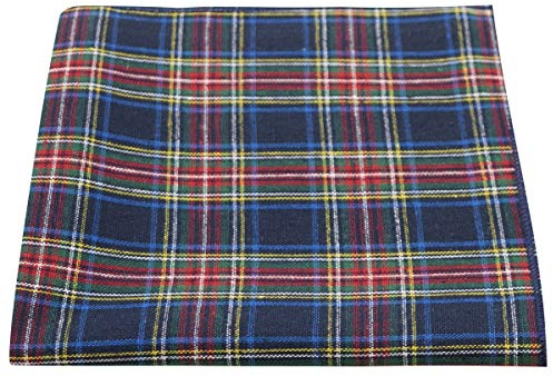 Traditional Navy Blue Tartan Pocket Square, Handkerchief, Check, Plaid