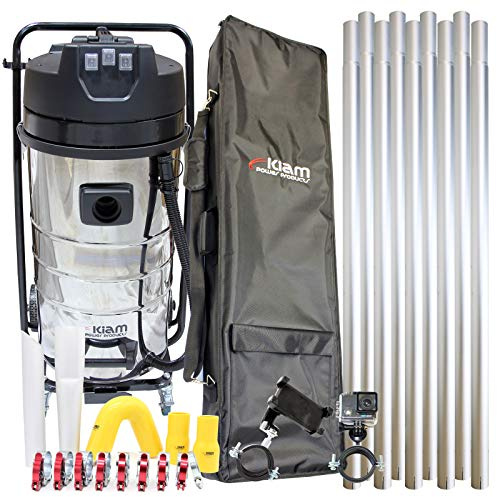 Equip2clean KV100-3 Industrial Vacuum Cleaner with 36ft Aluminium Pole Kit, 4K WiFi Inspection Camera & Holdall Carry Bag | 3600W Triple Motor | Side Entry Inlet | Professional Corded Vacuum Cleaner