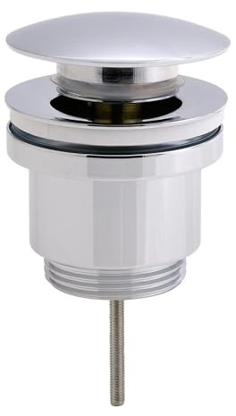 Válvula CLIC CLAC universal con casquillo fabricada en latón con acabados en cromo brillo. Medida para desagüe push up de lavabos y bidets estándar. Repuestos originales garantizados