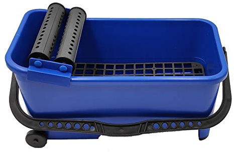 DEWEPRO® Profi Fliesenleger Wascheimer 16l inkl. 2 Räder, Bodensieb und Doppelrollenaufsatz