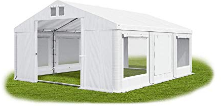 Das Company Tenda per Feste bianco 3x6m con persiane e zanzariere Impermeabile 560 g/m2 PVC Telone Costruzione Summer Floor sul Fondo