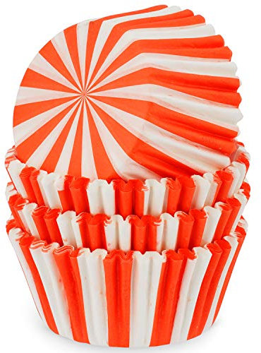 MoNiRo Moldes de papel para magdalenas – Molde de papel para magdalenas – Diseño rojo y blanco Swirl – Molde para magdalenas – Moldes de papel – Moldes para cupcakes – Moldes para magdalenas