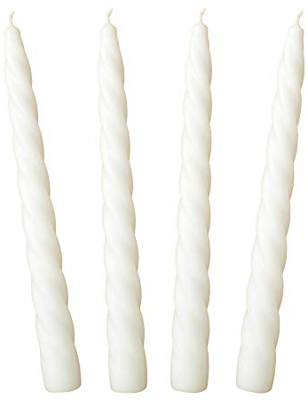 Auswahl Farbe + Menge - Spiralkerze Spitzkerze Stabkerze Renaissancekerze Tafelkerze Leuchterkerze ca. Ø 22 x 220 mm gedreht hier: 4 Kerzen weiß (matt)