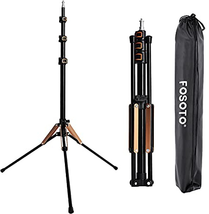 FOSOTO 49-192 Centímetros Soporte Ligero de Aleación de Aluminio Ajustable de Luz para Estudio Fotográfico y Vídeo, Adecuado para Luces Estroboscópicas, Anillo de luz LED y Flashes, ect.