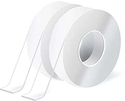 Art3d Nano Double-Sided Adhesive Tape (2-Roll of 10FT), Multipurpose Transparent Foam Tape for Carpet Mats/Paste Items/Photos Frames/Craft Wall Mounting