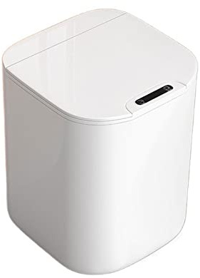 TOMYEUS Cubo Basura Papelera de inducción automática de Gran Capacidad de 16L, Papelera Inteligente Grande for el hogar, Cesta de Papel higiénico con Tapa Papeleras (Color : White)