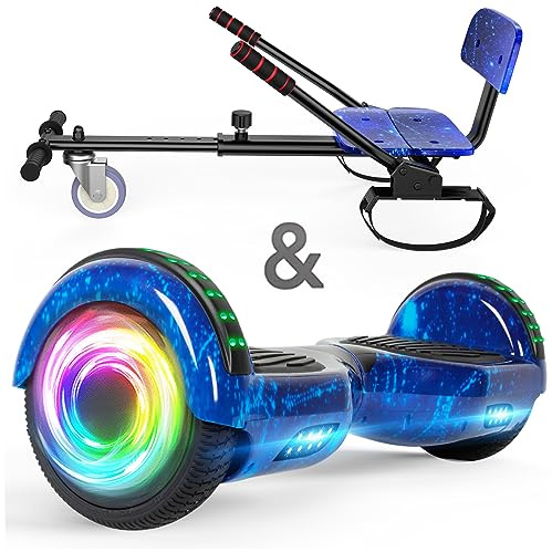 SISIGAD Scooter Seat Attachment, 6.5'' Self Balancing Scooters Go Kart with Bluetooth and LED Lights,Kids Boys Girls Adults