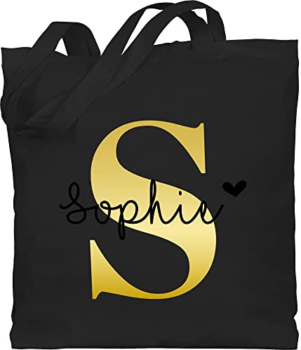 Geschenk mit Namen personalisiert by Shirtracer - Baumwolltasche - Namens Geschenk I Anfangsbuchstabe personalisiert I Initialen mit Name