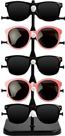 Anseom Estante de Anteojos de Plástico, 5 Pares de Soporte De Gafas Anteojos Soporte de Exhibición Exhibición De Anteojos Soporte para Gafas de Sol, Anteojos de Miopía, Gafas de Lectura