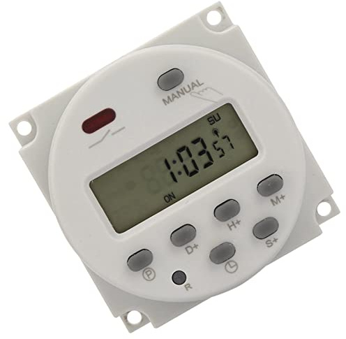 YWBL-WH Timer, Digital Zeitschaltuhr 1S~168h 5VA Kleine Zeitschaltuhr 7 Tage Programmierbar für Elektronische Steuerung (12V DC), Schwarz
