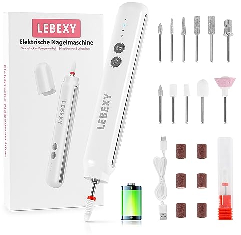 LEBEXY Elektrische Nagelfräser Maniküre Pediküre Kabellos Set | Nagelfeile Fräser Schleifpolierer für Gelnägel | Nagel Fräsmaschine Nail Drill | Aufladbar für Nagelhaut Shellac Acryl