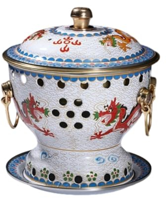 VIDECOR Chafing Dishes, Einzelperson, Kleiner Kupfertopf, Alter Pekinger Kleiner Dicker Kuh-Hot Pot, Chinesischer Traditioneller Cloisonné-Hot Pot, Kommerzieller Alkoholanteil,F