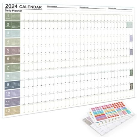 Kalender 2024 Wandkalender zum Aufhängen, Wandkalender, Jahresplaner 2024 in Postergröße, 14-Monats-Planer im Querformat, geeignet für die Dekoration Wandkalender