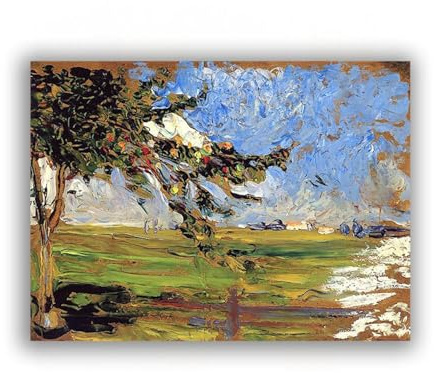 FITSEN Berühmte Kunstdrucke „Landschaft mit Apfelbaum“ Bilder auf Leinwand Reproduktionen von Ölgemälden Abstrakte Wandkunst für Wohnzimmer, 60 x 84 cm, rahmenlos