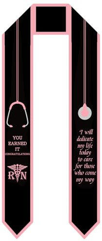 Whaline Nurse Graduation Sash Pink Black Nursing Sash Scarf Graduation Decorative Long Stole for Graduates Nurse Day Graduation Celebration Party Decor Gift Supplies, 5.1 x 70.9 Inch