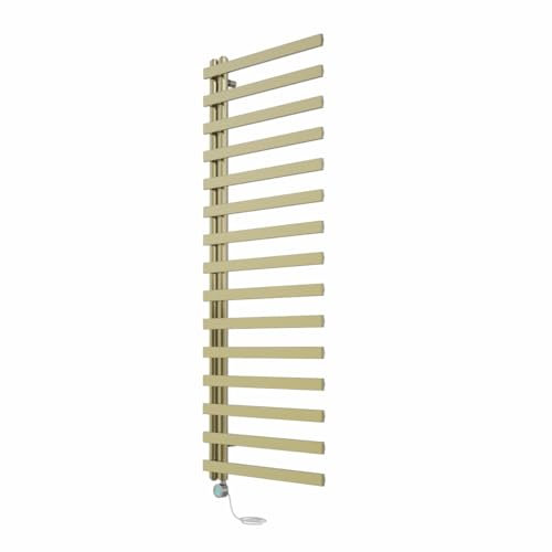 NRG Prefilled Designer Electric Heated Towel Rail Radiator Brushed Brass Bathroom Warmer LCD Screen Thermostatic Heating Element with WiFi 1600x600mm - 800 Watt