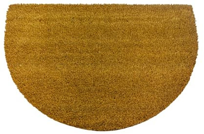 Mi Dekor - Felpudo Fibra de Coco Welcome 40x60cm Natural Interior Exterior Alfombra Antideslizante Felpudos Entrada Alfombrilla para Puerta, Hogar, Cocina y Jardin (Liso Media Luna)