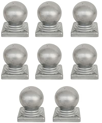 8 X Embouts de clôture sphérique, Capuchons de poteaux de clôture, Embout de Poteau de clôture de terrasse de Jardin galvanisé, 80x80mm