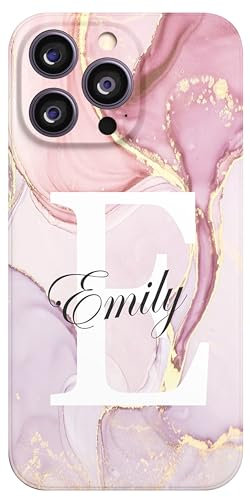 Personalised Phone Case For Apple iPhone 17, 16, 16e, 15, 14, Pro, Max, 13, 12, 11, X, XR, SE, 8, 7, 6, 5, Fully Printed 3D Customized Marble Text Cover, Custom Name TPU Silicon Cases (Rose Gold)