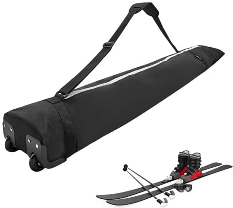 Gepolsterte Skitasche – wasserdichte Ski-Reisetasche, Aufbewahrungstasche für Skiausrüstung, gepolsterte Snowboard-Tasche mit Rollen, große Kapazität, Snowboard-Ausrüstung, geeignet für Flughäfen,