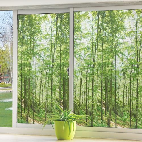 Vinilos para Cristales Plantas Árboles Verdes Vinilo Adhesivo Cristal Estático Anti UV Vinilo para Ventanas Privacidad Vinilo Cristal Decorativo para Cocina Baño Vinilo Ventana 2Pcs (45x100 cm)
