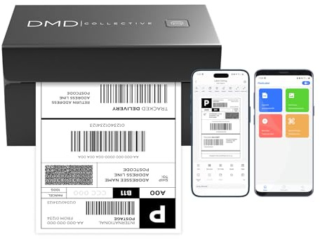 DMD Collective – Bluetooth Label Printer, Thermal Label Printer 4x6, Etsy, Shopify, eBay, Royal Mail, Evri, Vinted, Bluetooth for Phone, Chromebook, Windows, USB for Mac, Windows, iOS