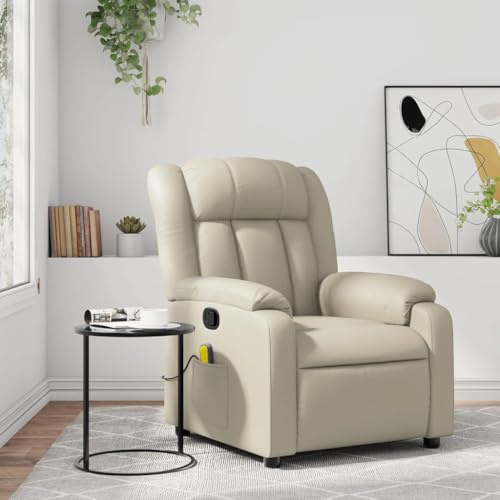 Festnight Sedile Massaggiante Poltrone Relax Poltrone Massaggianti Poltrona Relax Massaggiante Sedia Massaggiante Poltrona da Massaggiante Reclinabile Crema Similpelle