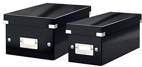 Leitz Click & Store Set schmale Aufbewahrungsbox + kleine, längliche Aufbewahrungsbox mit Deckel, als Geschenkbox oder für Zubehör im Haushalt und Büro, CD/DVD Aufbewahrung, 60410095 + 60420095