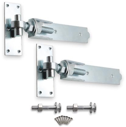 Infinity Decor Coppia di cerniere regolabili in ferro resistente da 25,4 cm con gancio e fascia zincate, ideali per cancelli da giardino in legno, porta del garage, vialetto